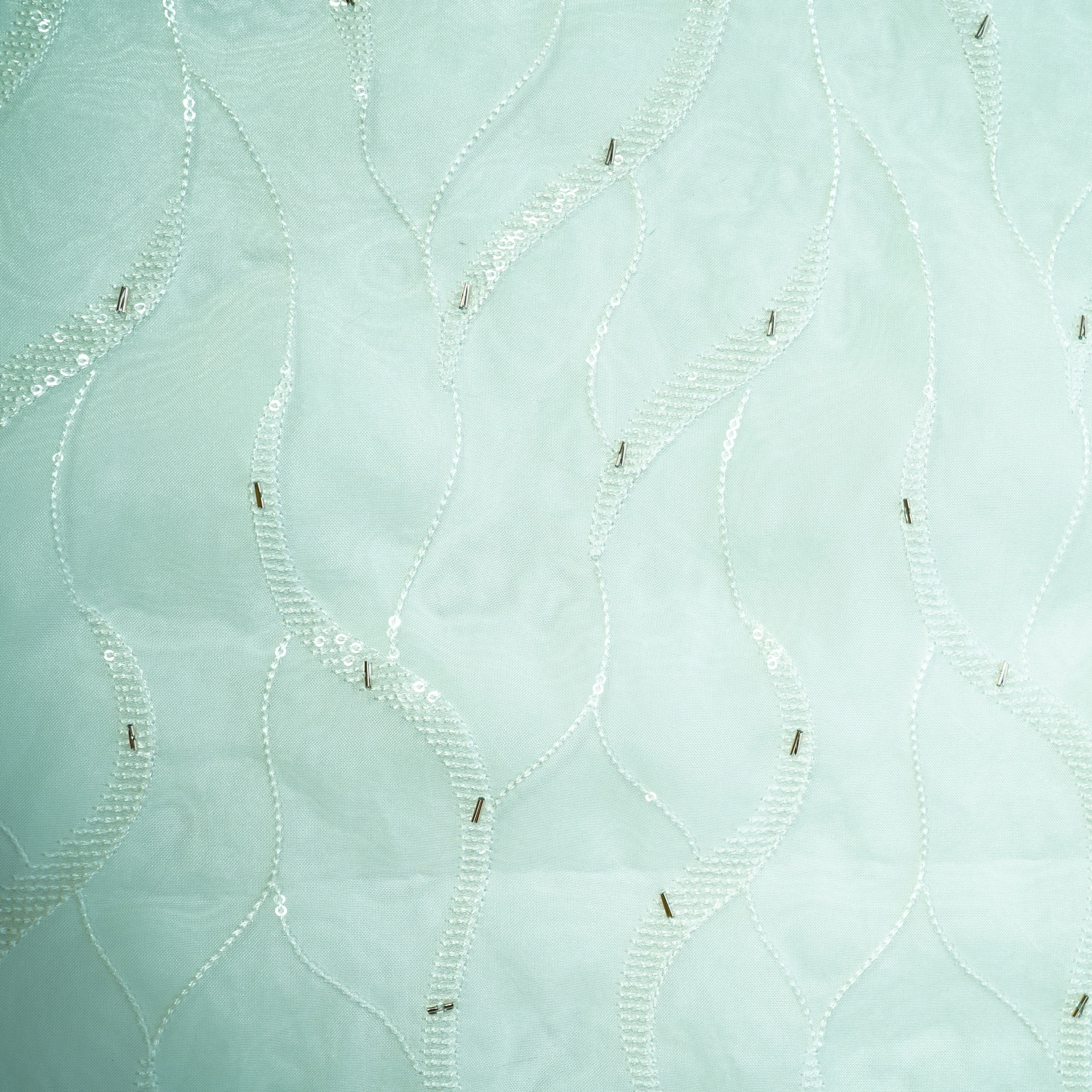 White Dyeable Cutdana Embroidery Organza Fabric