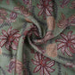 Sage Green Floral Print Satin Linen Fabric MT-30986