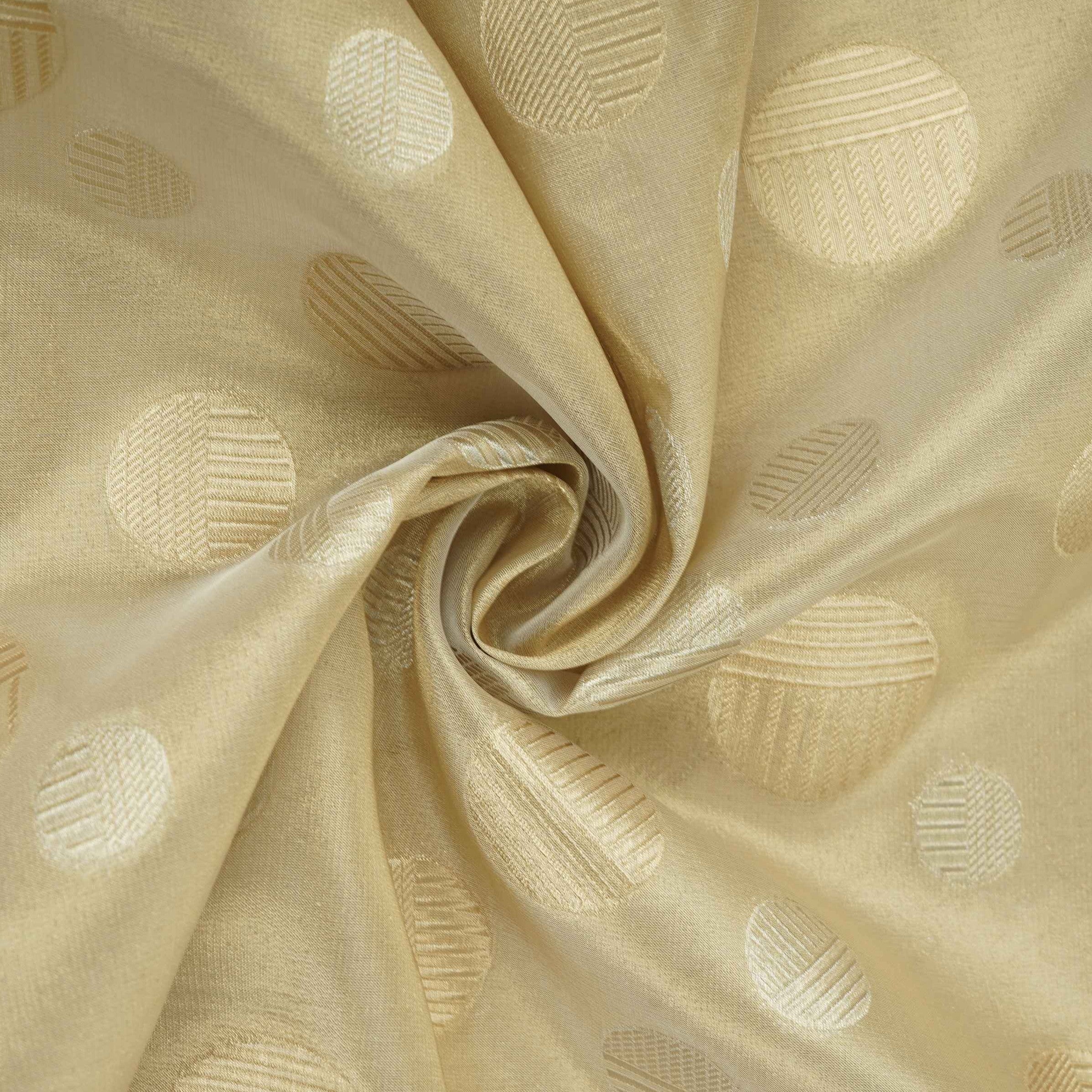 Golden & Silver Polka Dot Kanjivaram Silk Fabric MTI-32456 - TradeUNO