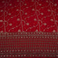 Red cutdana embroidery with jacquard Russian Silk Fabric TF-32053