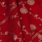 Red cutdana embroidery with jacquard Russian Silk Fabric TF-32053