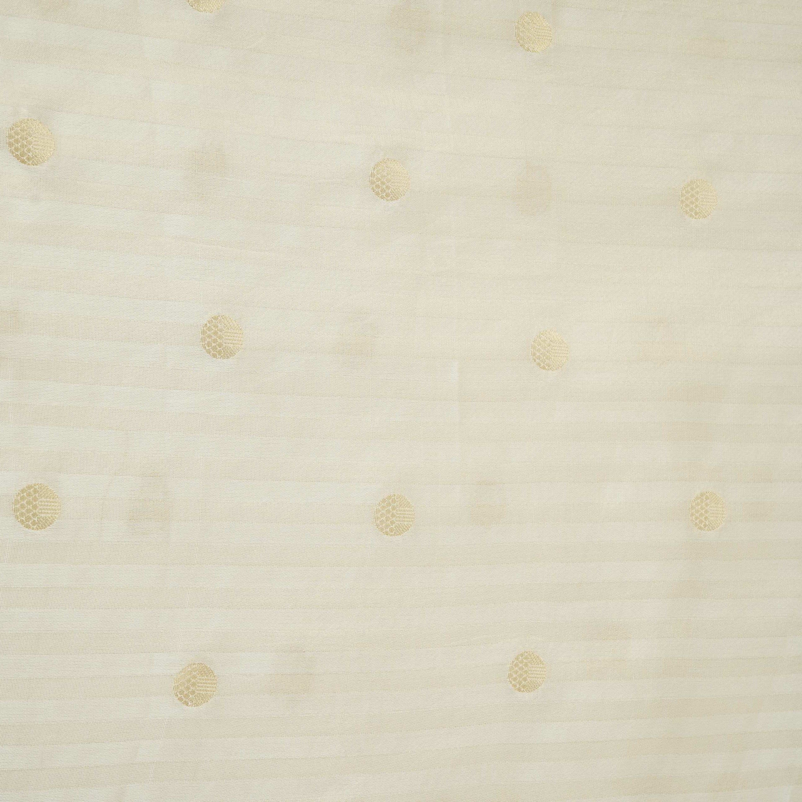 White & Silver Zari Buti Stripes Kanjivaram Silk Fabric MTI-32455 - TradeUNO