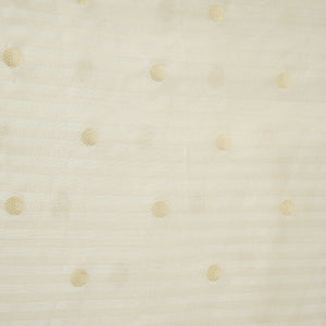 White & Silver Zari Buti Stripes Kanjivaram Silk Fabric MTI-32455 - TradeUNO