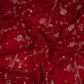 Red cutdana embroidery with jacquard Russian Silk Fabric TF-32053