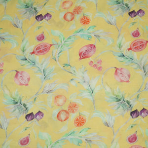 Yellow Tropical Print Muslin Fabric 16191