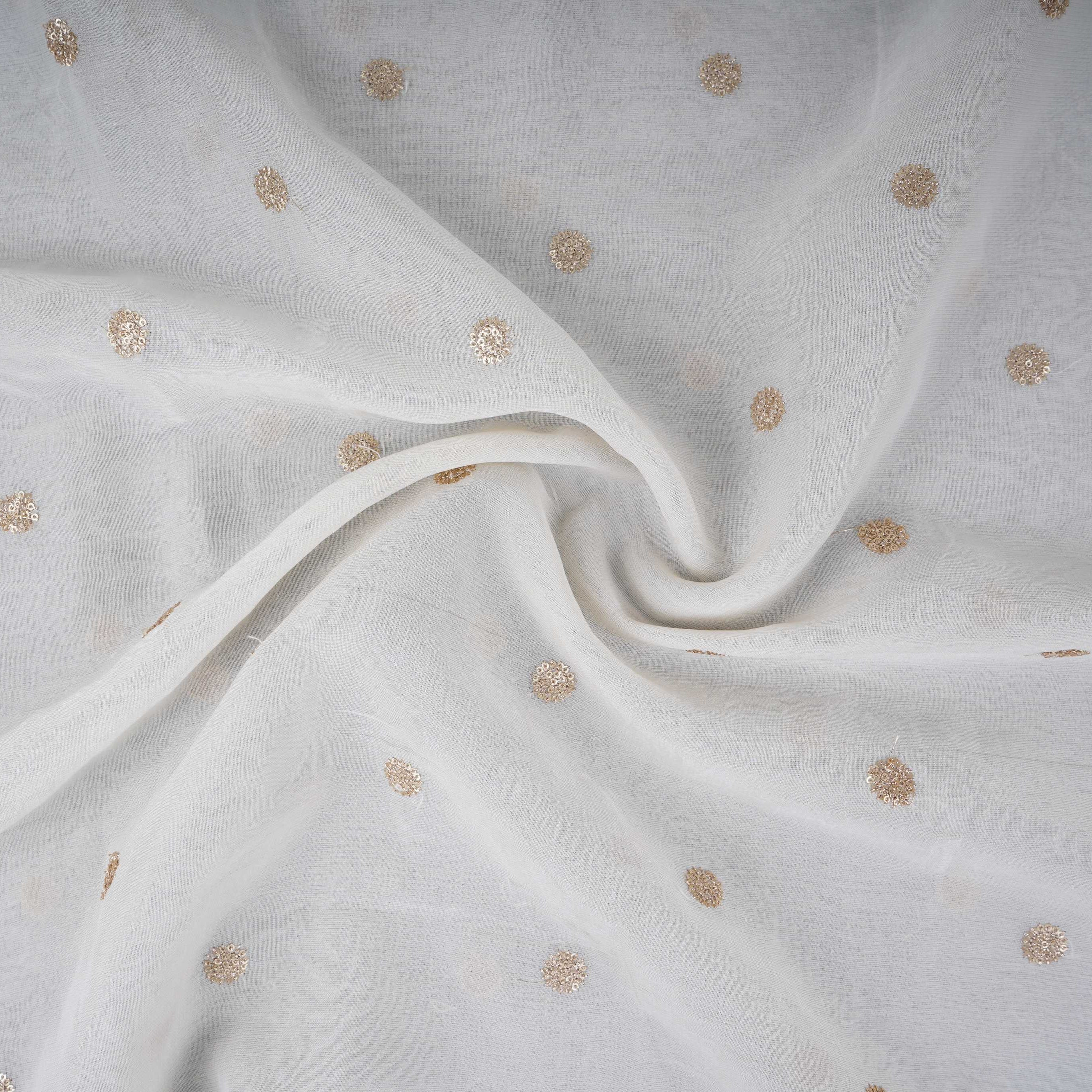 Off White Buti Dyeable Shimmer Georgette Fabric STF-30653 - TradeUNO