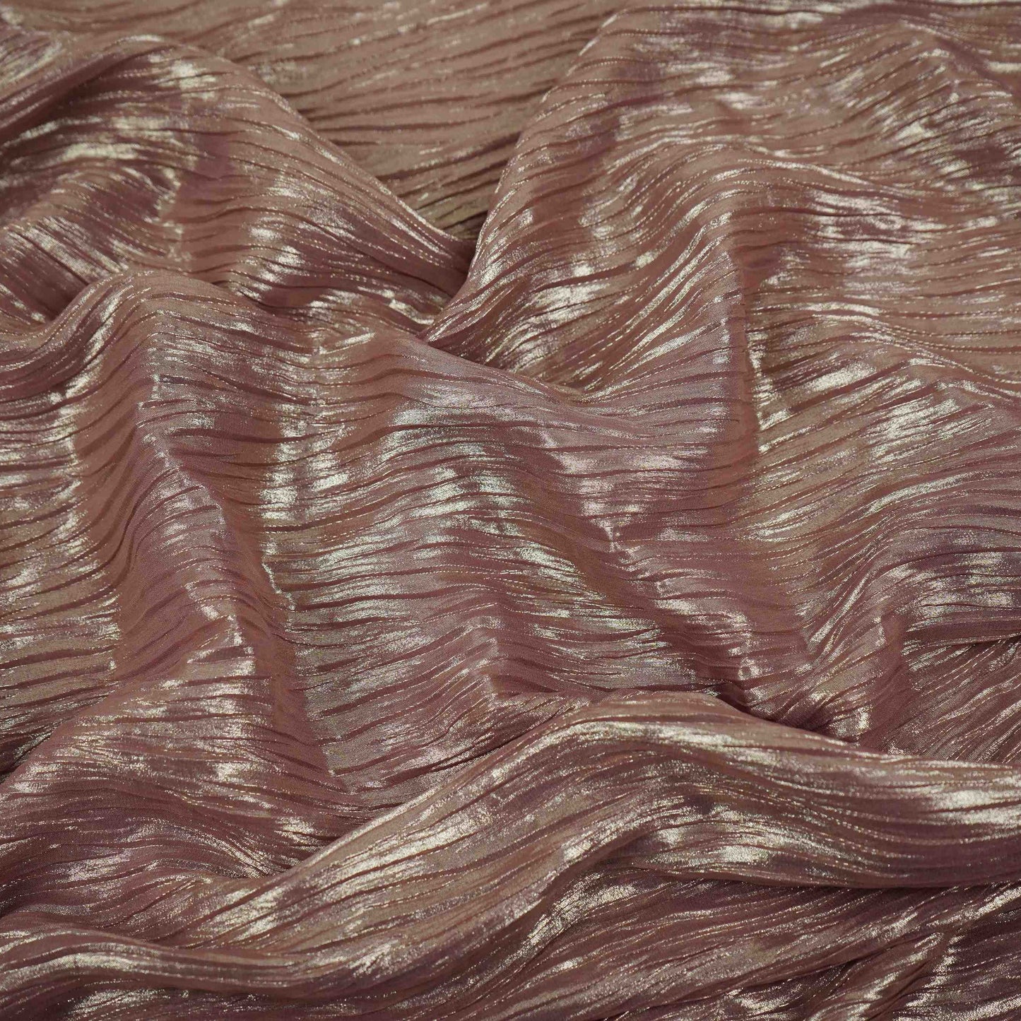 Dusty Pink With Plated Chiffon Foil Fabric LI-32171