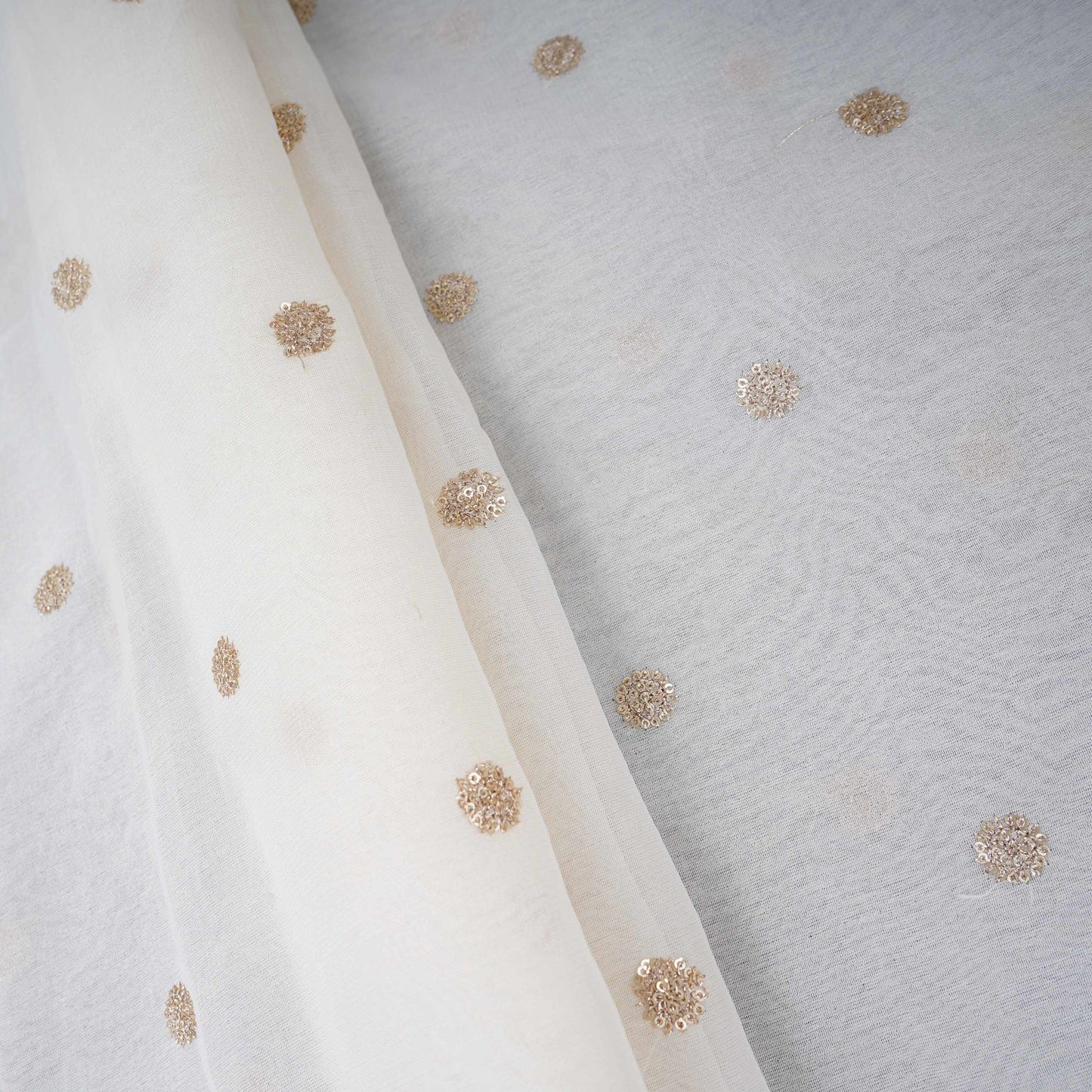 Off White Buti Dyeable Shimmer Georgette Fabric STF-30653
