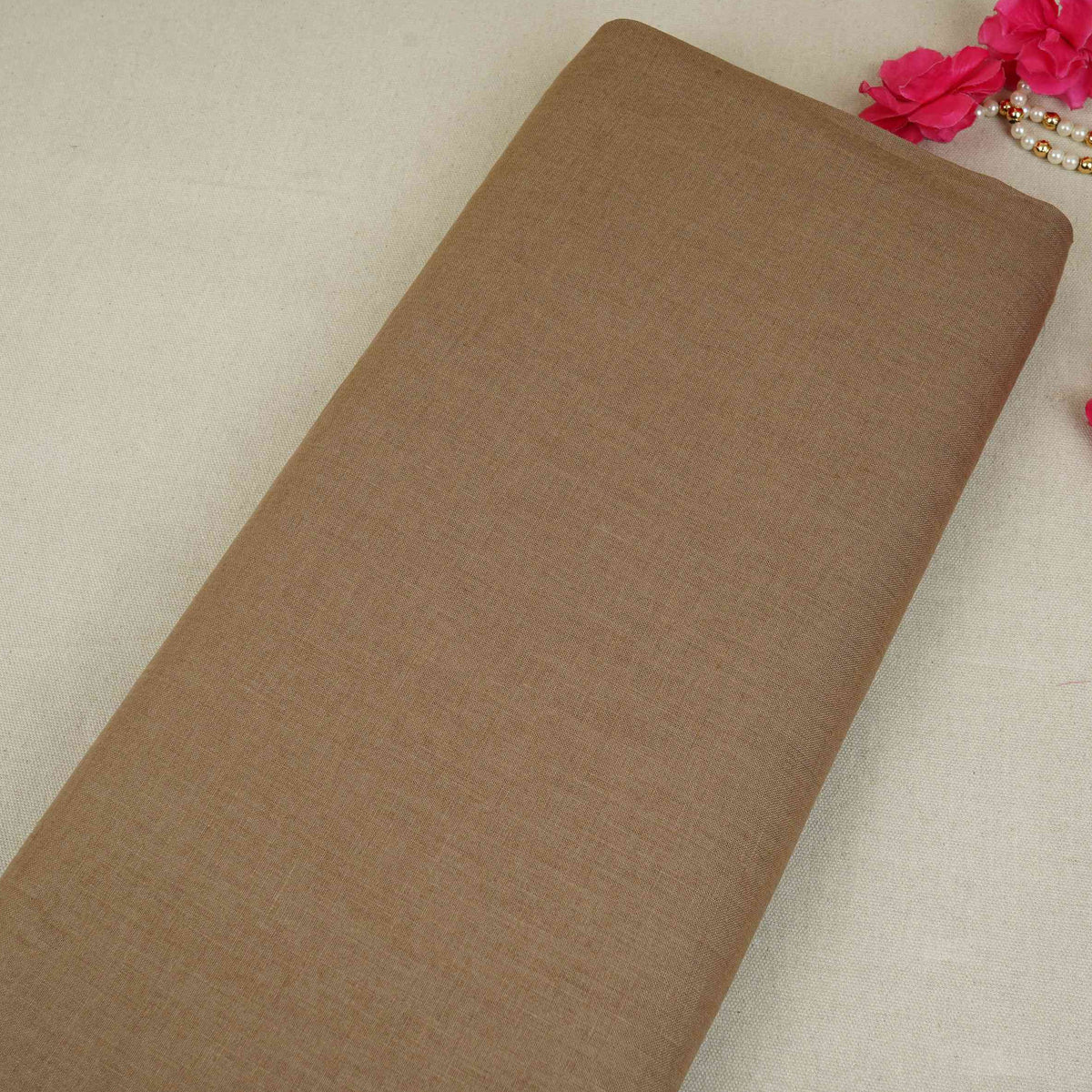 Brown Solid Pure Linen 60 Lea Fabric UT-30486 - TradeUNO