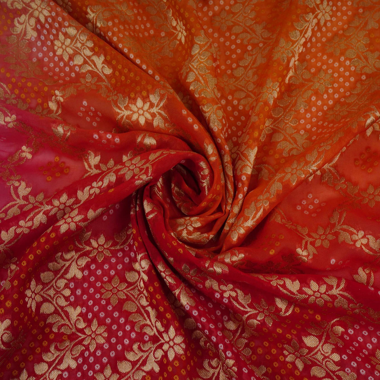 Pink 4D Bandhani Cutdana Embroidery 60x60 Georgette Fabric TF-32432