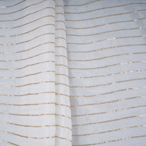 White Zari Sequence Chinnon Fabric STF-30657 - TradeUNO