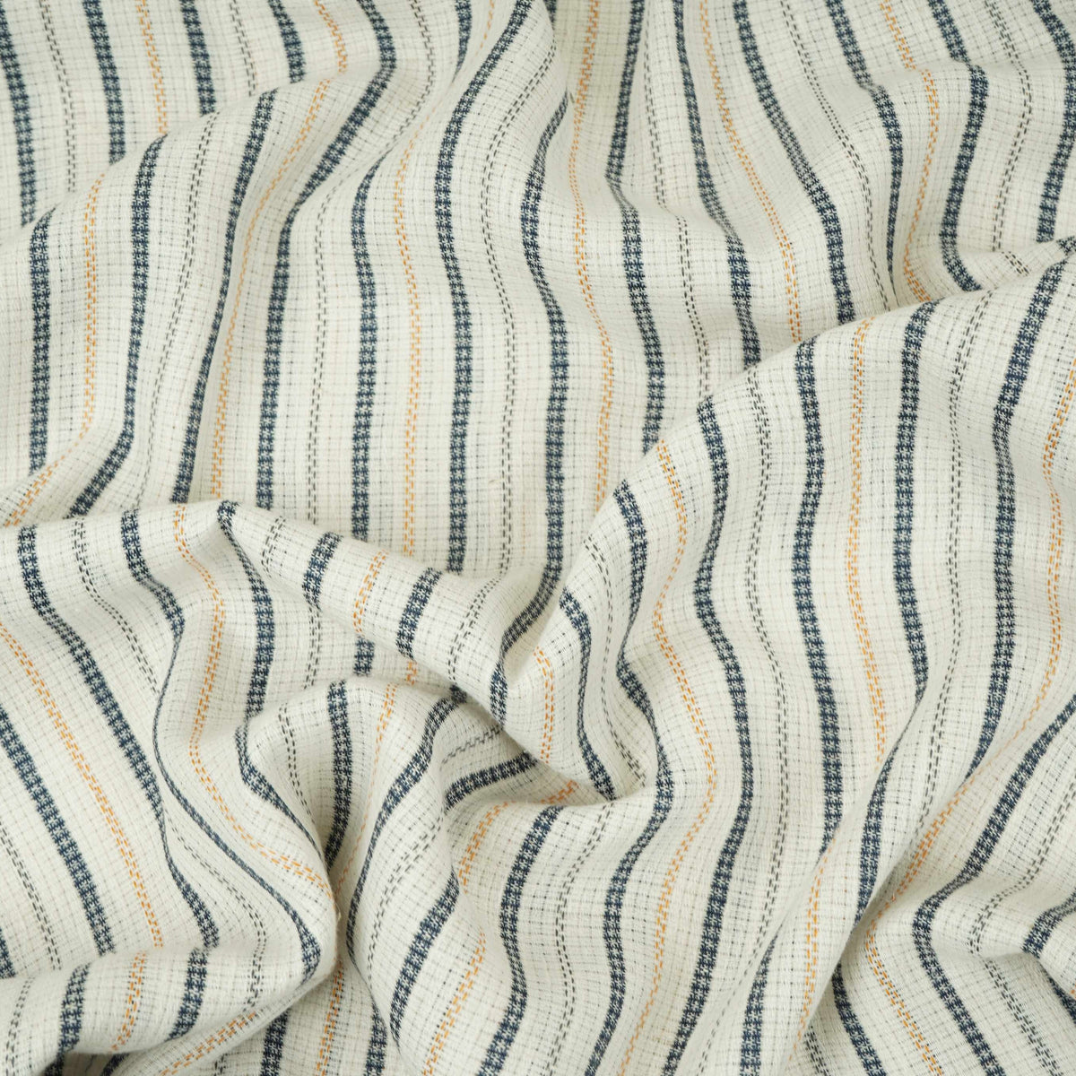 White With Navy Blue Stripes Linen Fabric RS-32453 – image 2 of 5