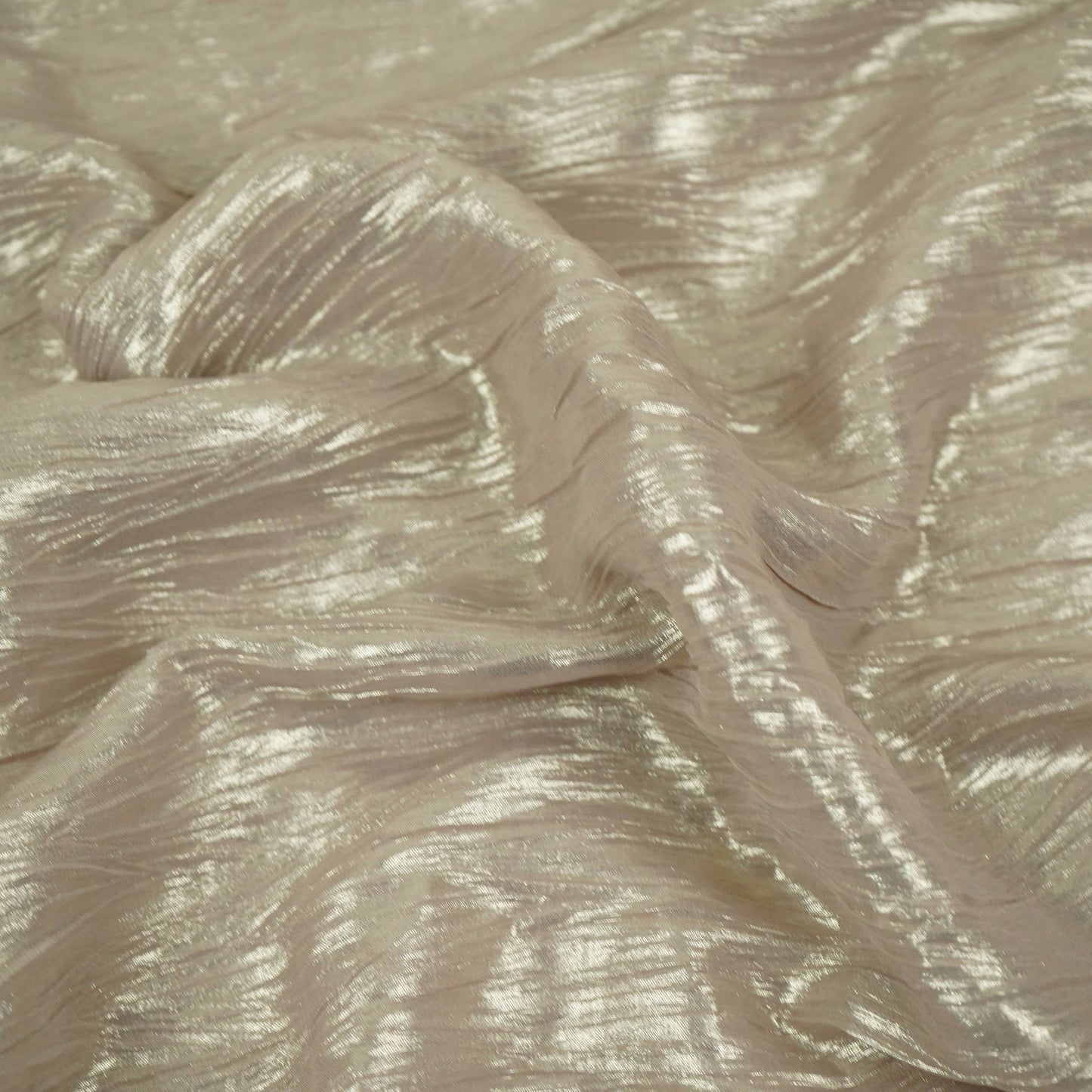 Metalic Gold With Plated Chiffon Foil Fabric LI-32166