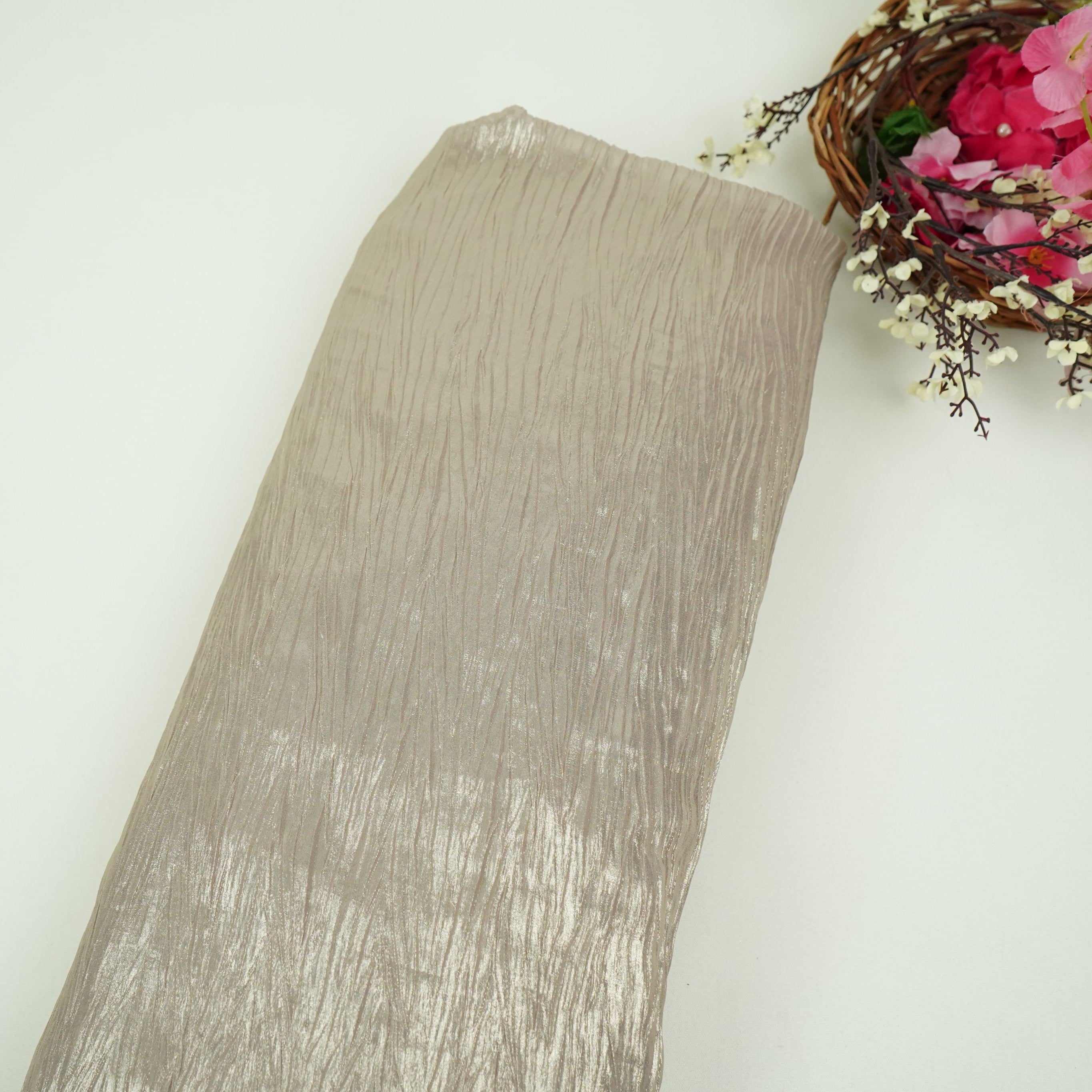 Metalic Gold With Plated Chiffon Foil Fabric LI-32166