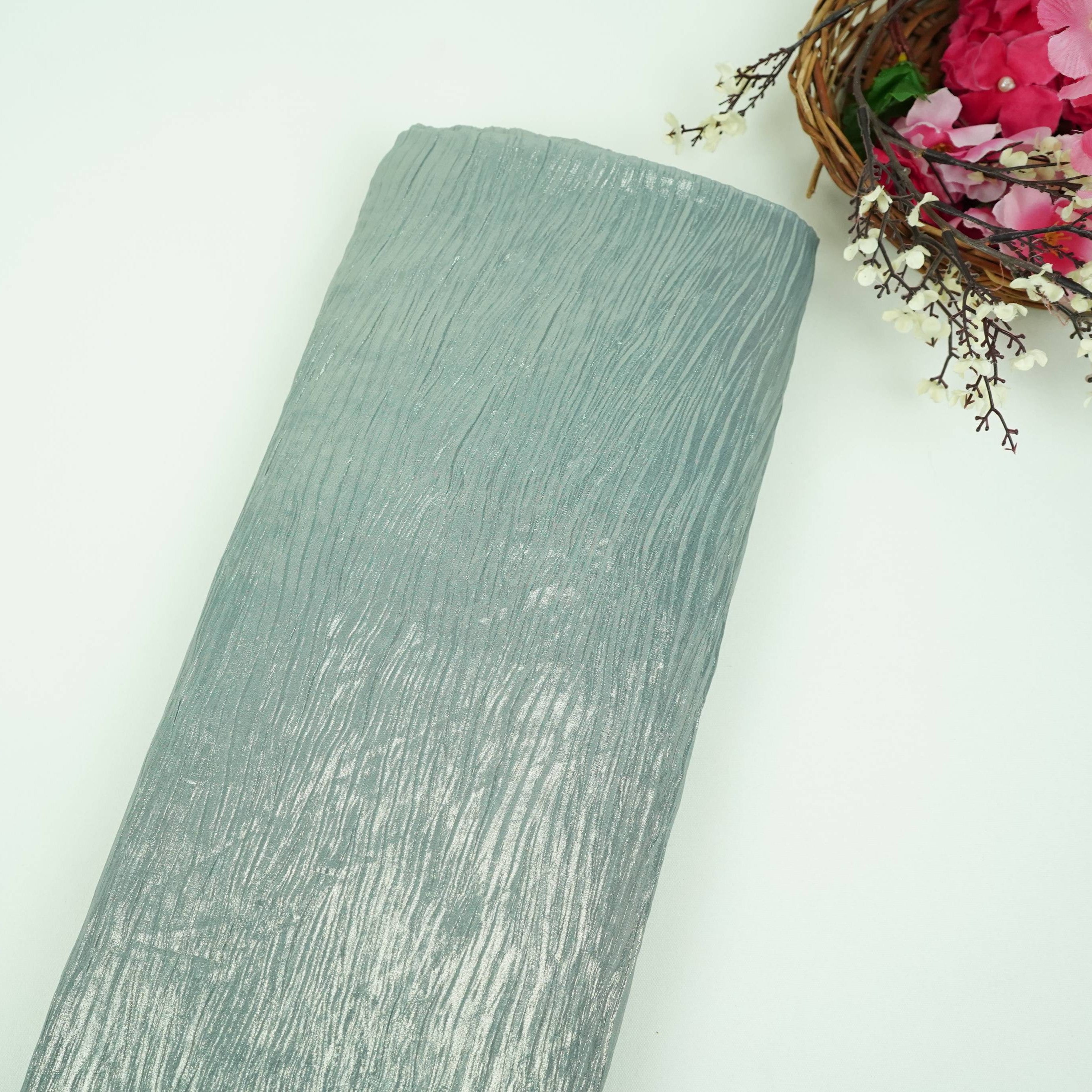 Light Blue With Plated Chiffon Foil Fabric LI-32168