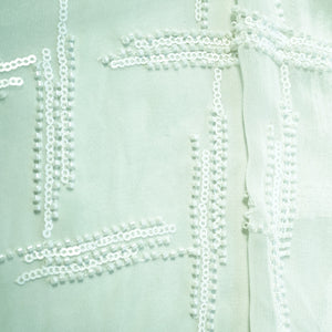 White Abstract Sequins Cut Dana Dyeable Georgette Fabric