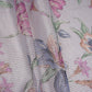 Grey floral with stripes print Organza Fabric VP-32013