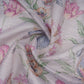 Grey floral with stripes print Organza Fabric VP-32013