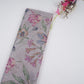 Grey floral with stripes print Organza Fabric VP-32013