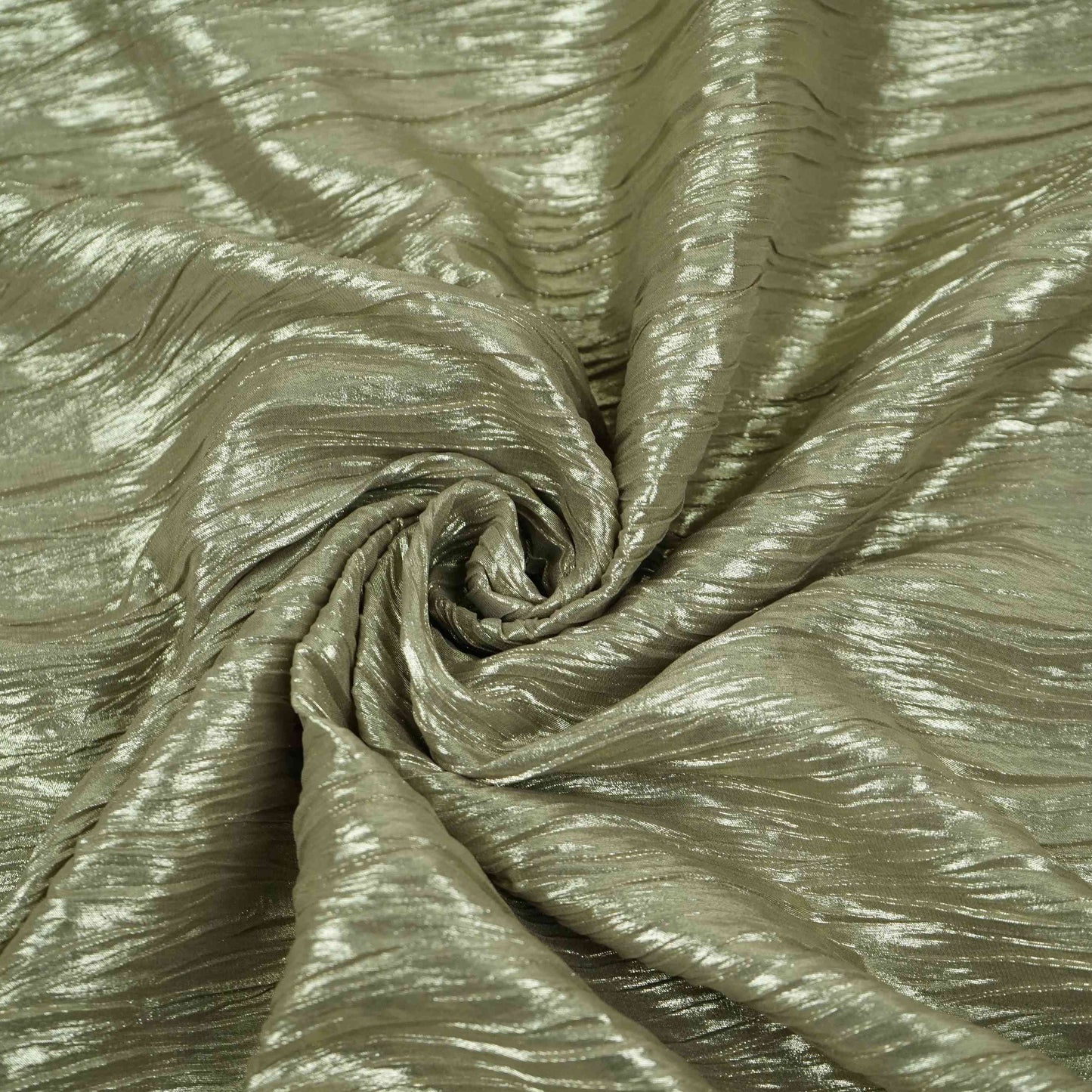 Green Gold With Plated Chiffon Foil Fabric LI-32169