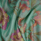 Sky Blue floral with stripes print Organza Fabric VP-32017