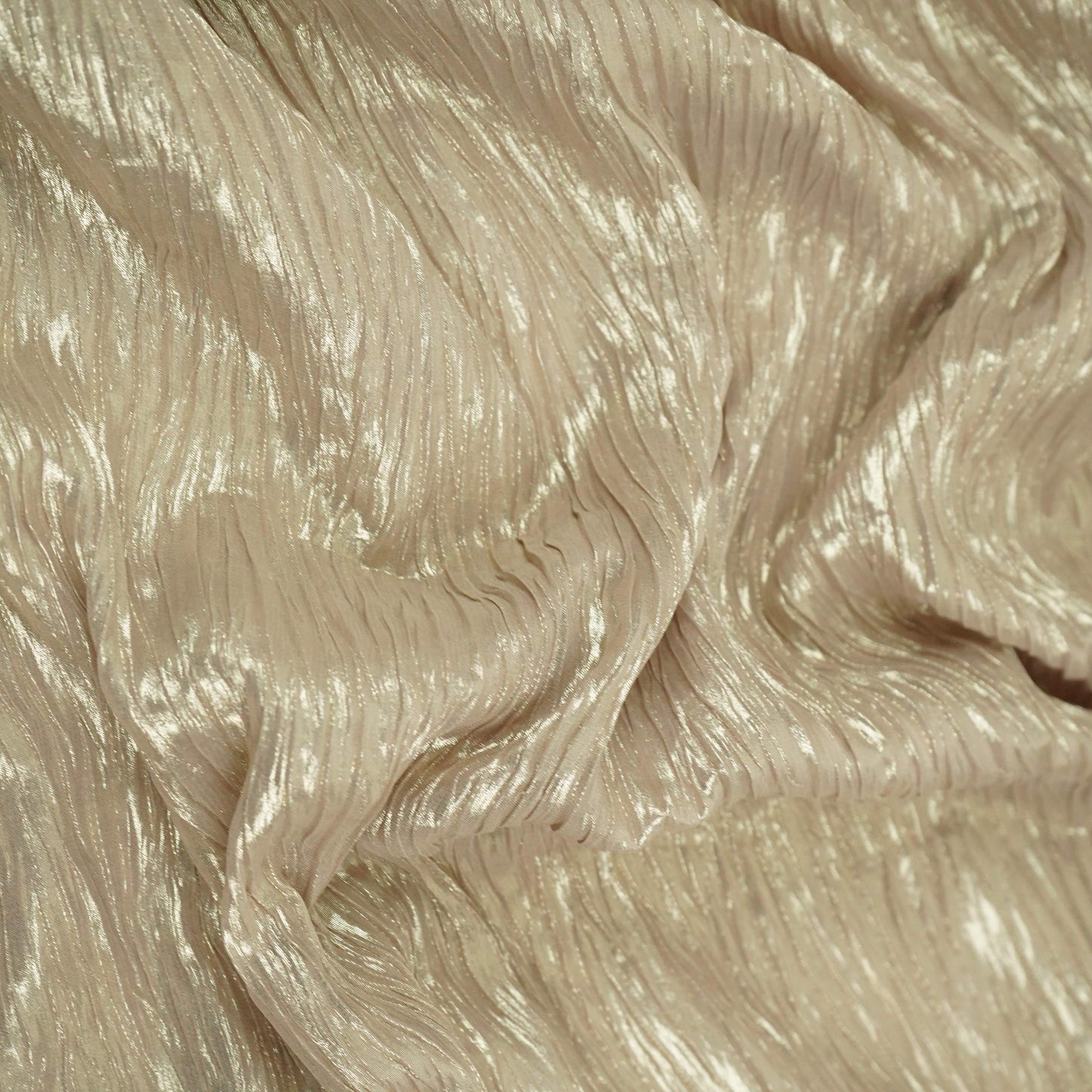 Metalic Gold With Plated Chiffon Foil Fabric LI-32167