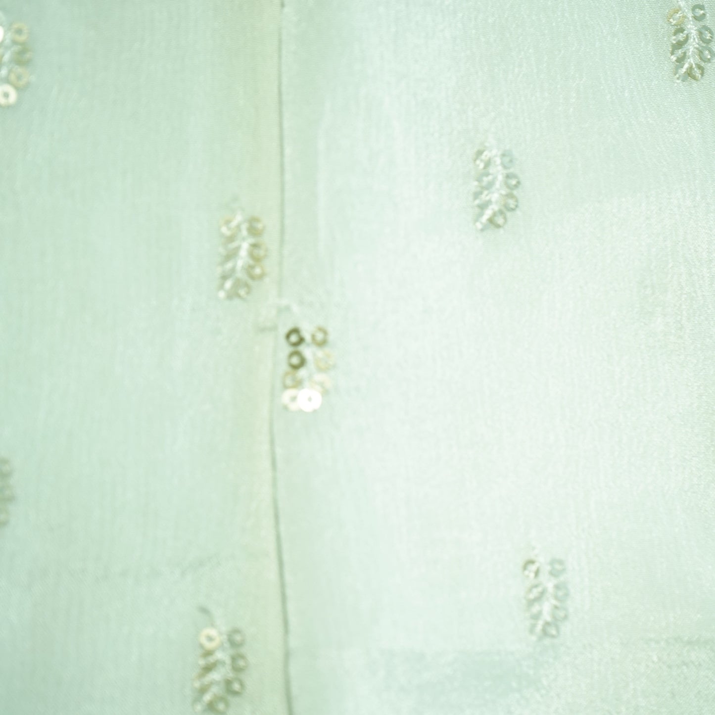 White Sequins Embroidery Chinnon Chiffon Dyeable Fabric