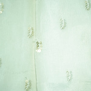 White Sequins Embroidery Chinnon Chiffon Dyeable Fabric