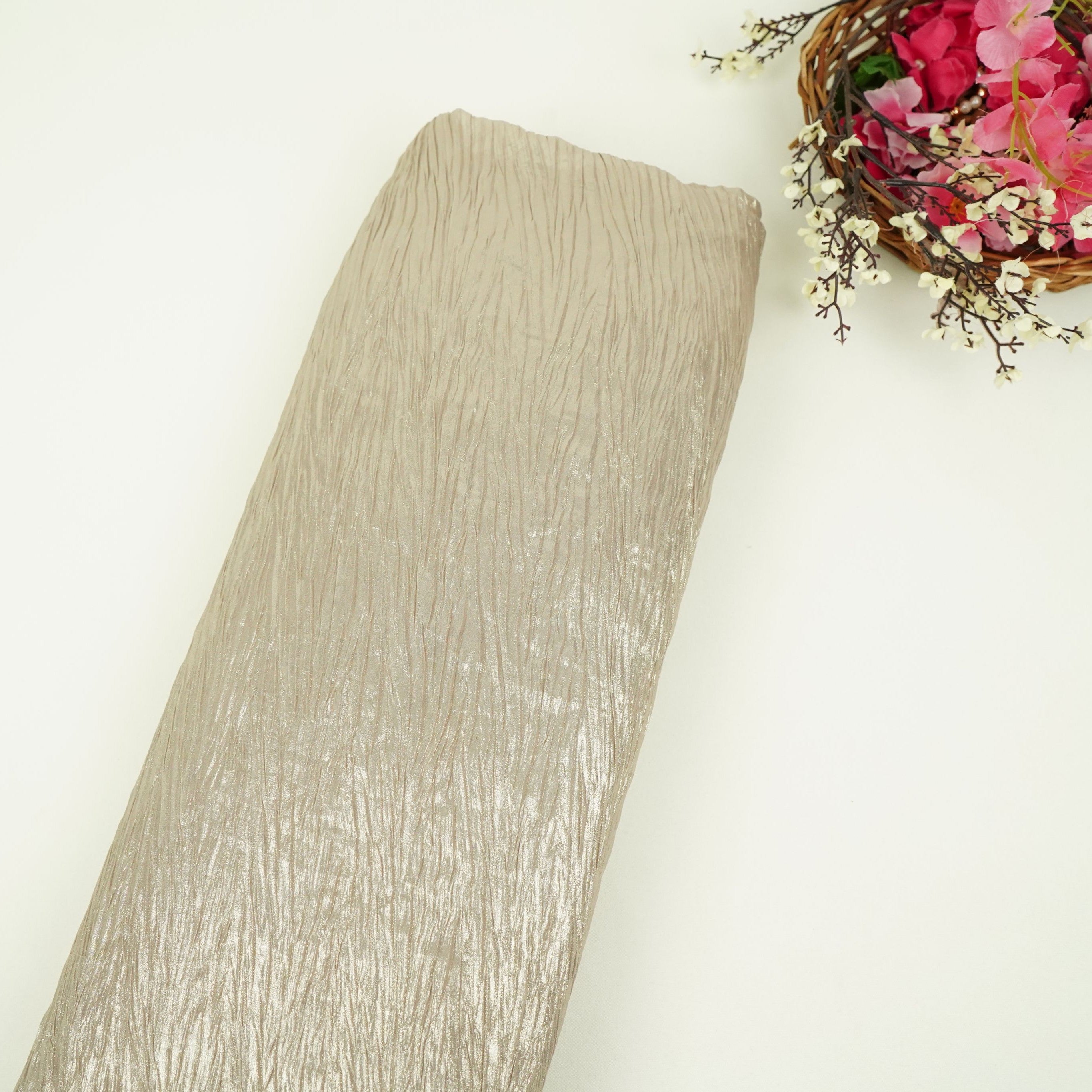 Metalic Gold With Plated Chiffon Foil Fabric LI-32167