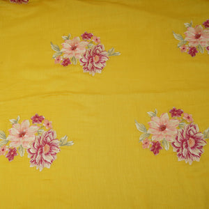Yellow Floral Thread Embroidery Malai Chanderi Fabric SNTF-32428 - TradeUNO