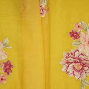 Yellow Floral Thread Embroidery Malai Chanderi Fabric SNTF-32428 - TradeUNO