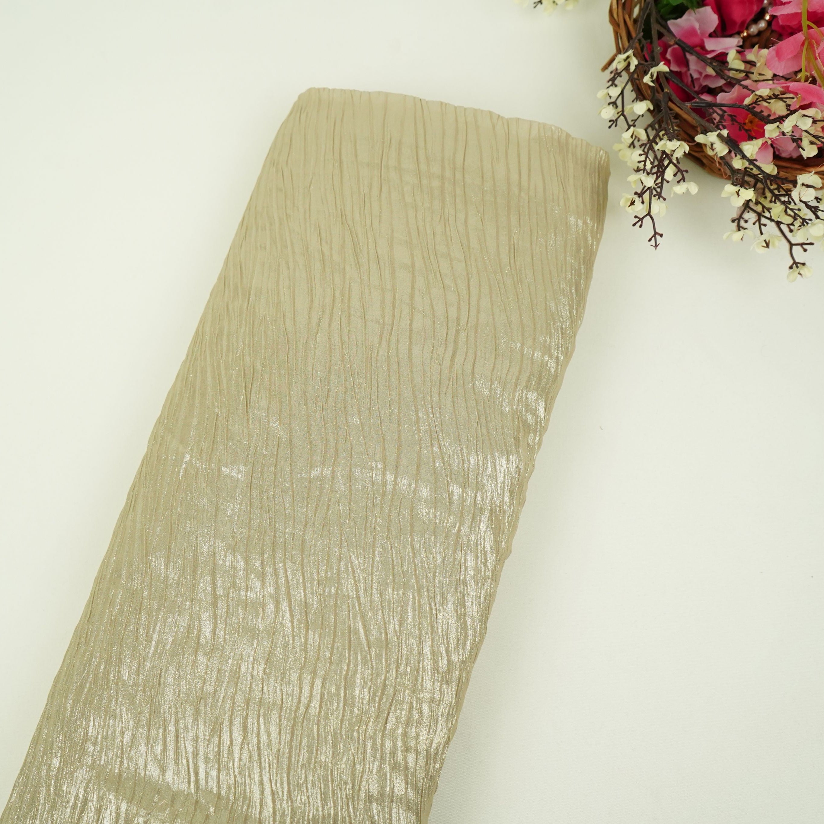 Light Gold With Plated Chiffon Foil Fabric LI-32170