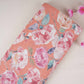 Coral Pink Floral Print Cotton Linen Fabric RT-30905