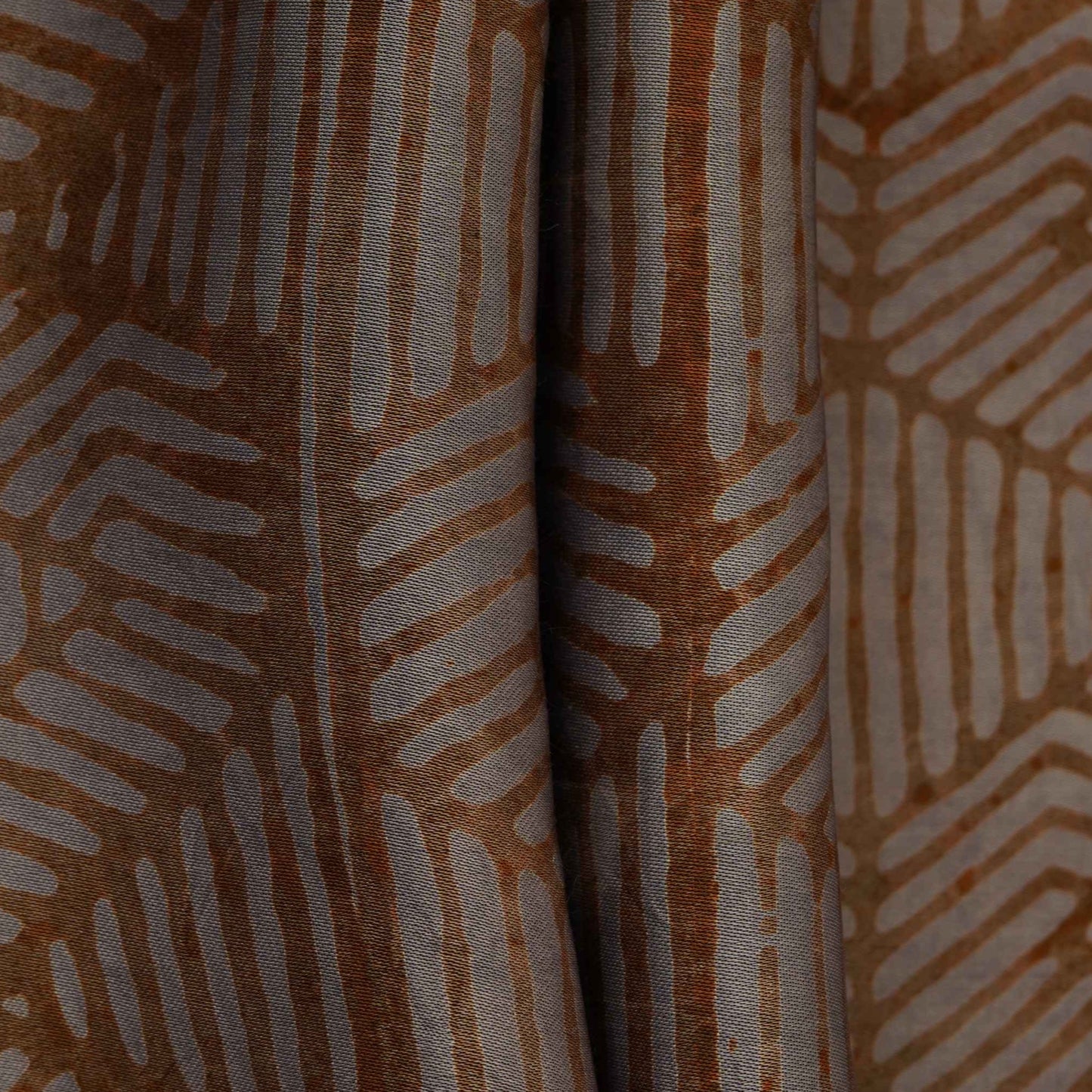 Dark Mustard Geometrical Batik Print Modal Satin Fabric EEG-32469