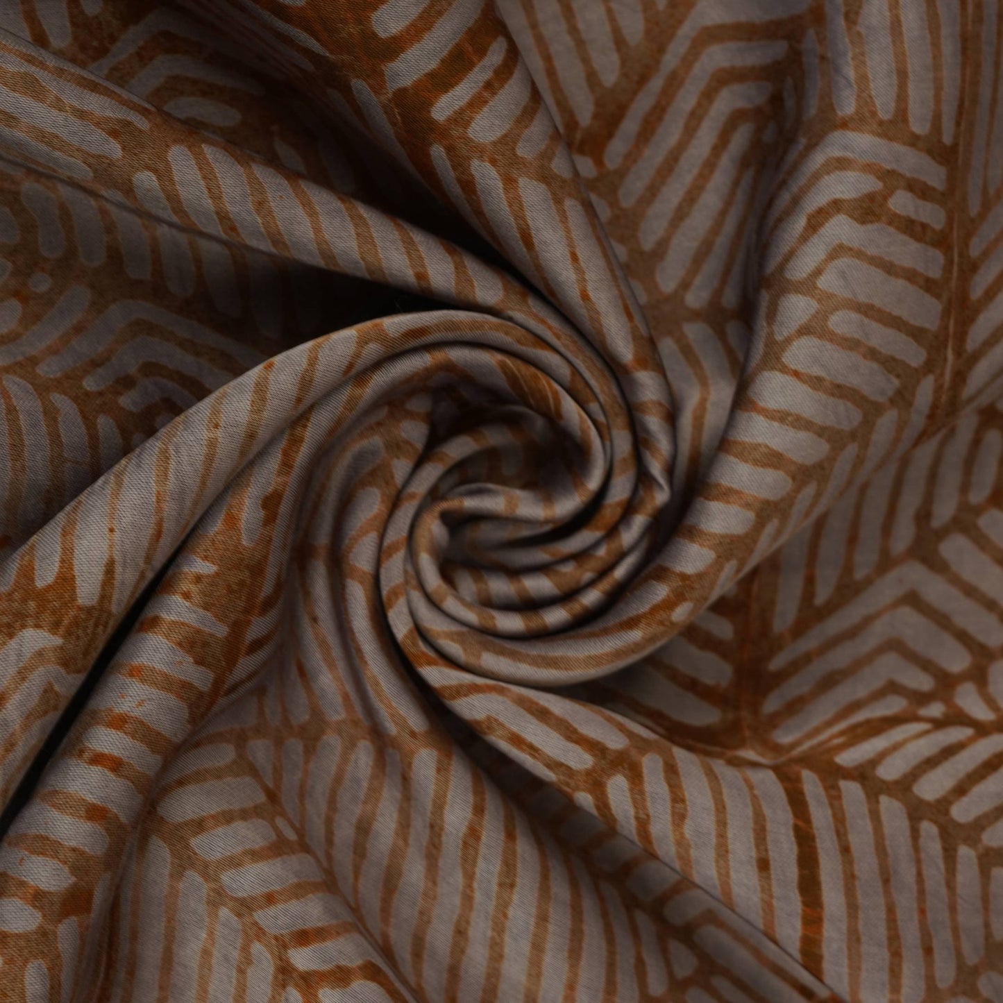 Dark Mustard Geometrical Batik Print Modal Satin Fabric EEG-32469