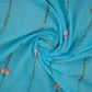 Sky Blue Stripes Floral Embroidery Chanderi Fabric DC-30567 - TradeUNO