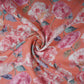 Coral Pink Floral Print Cotton Linen Fabric RT-30905