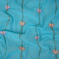 Sky Blue Stripes Floral Embroidery Chanderi Fabric DC-30567 - TradeUNO