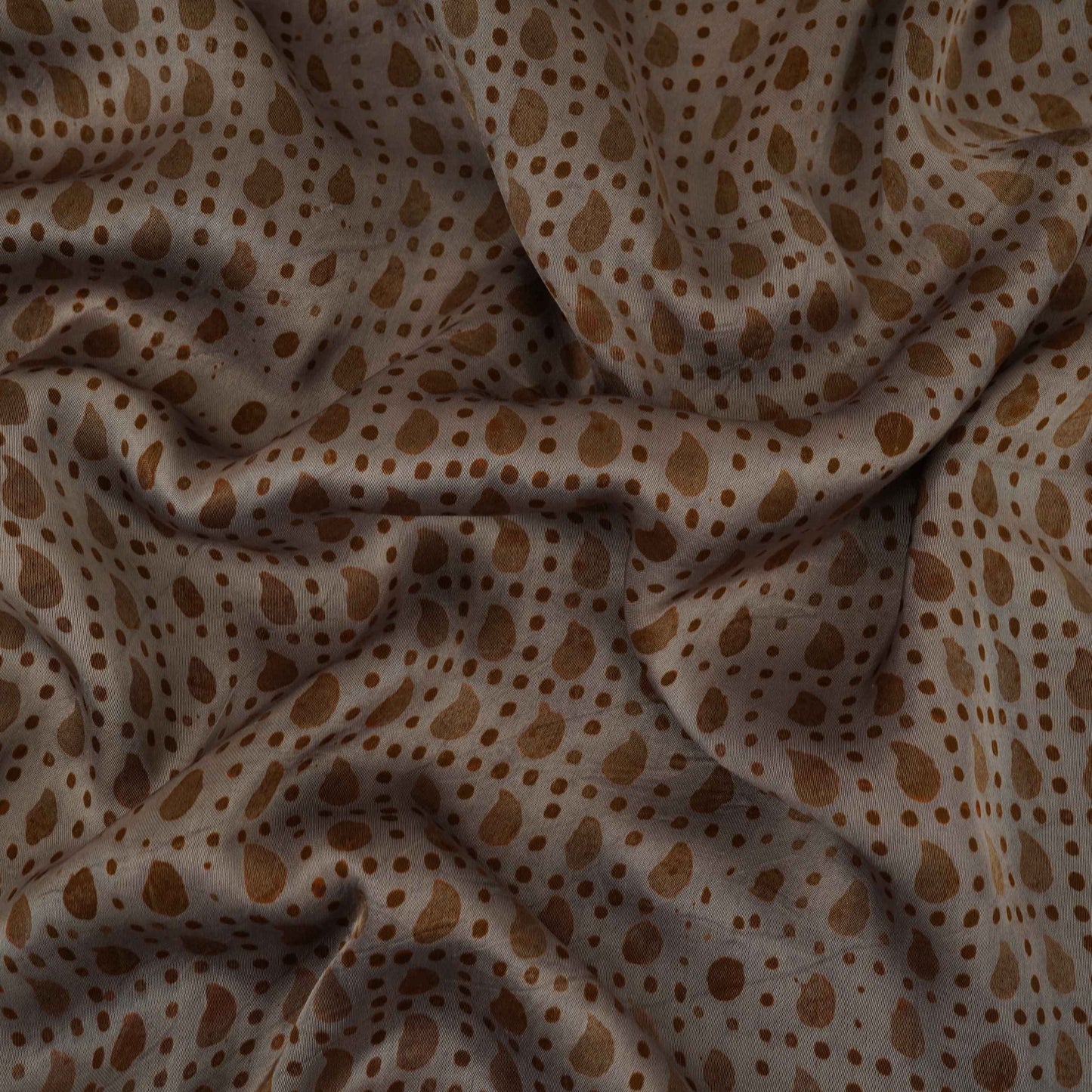 Grey Block Batik Print Modal Satin Fabric EEG-32477