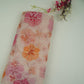 Peach Applique Work Organza Fabric SGS-32113