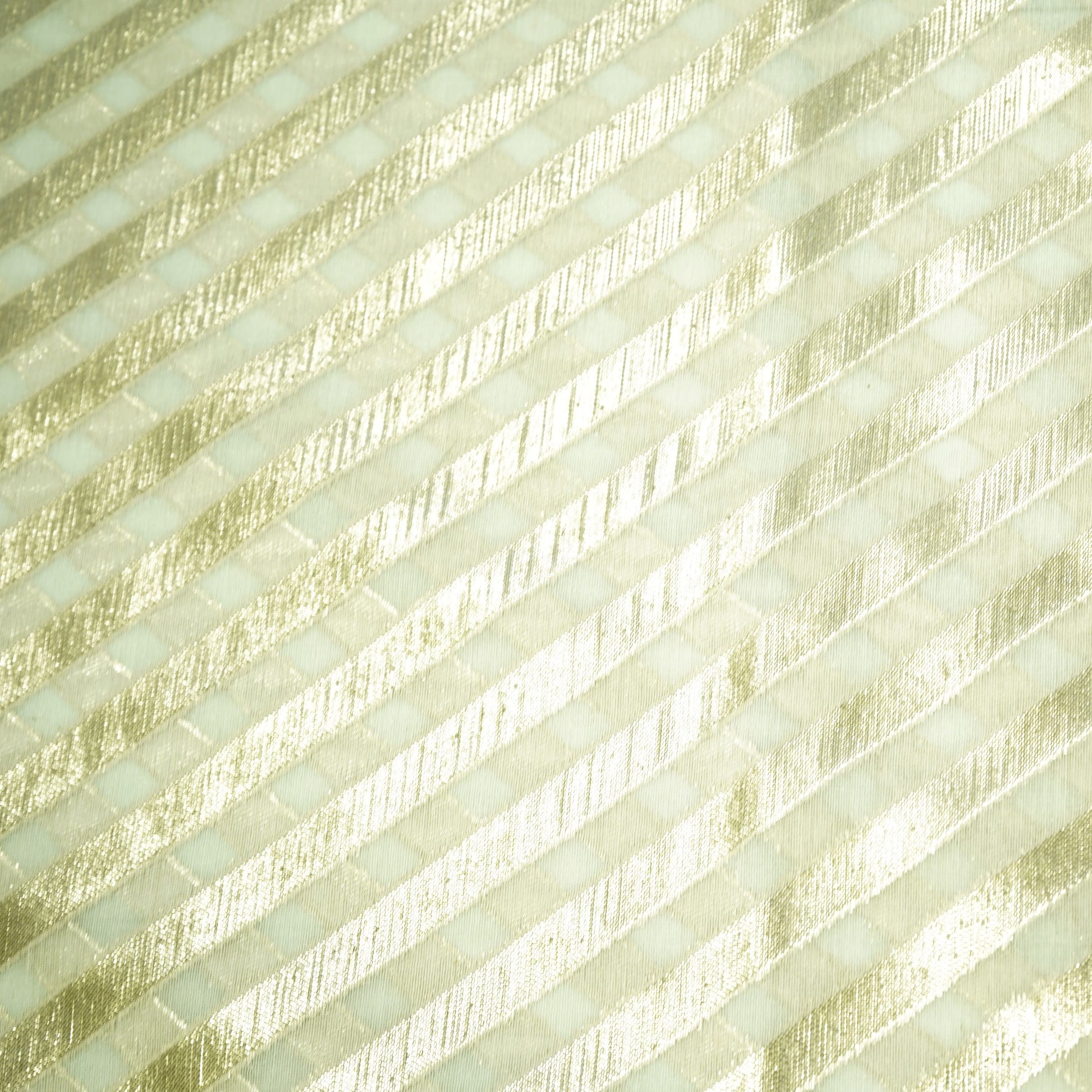 Off White Stripes Dyeable Chanderi Fabric