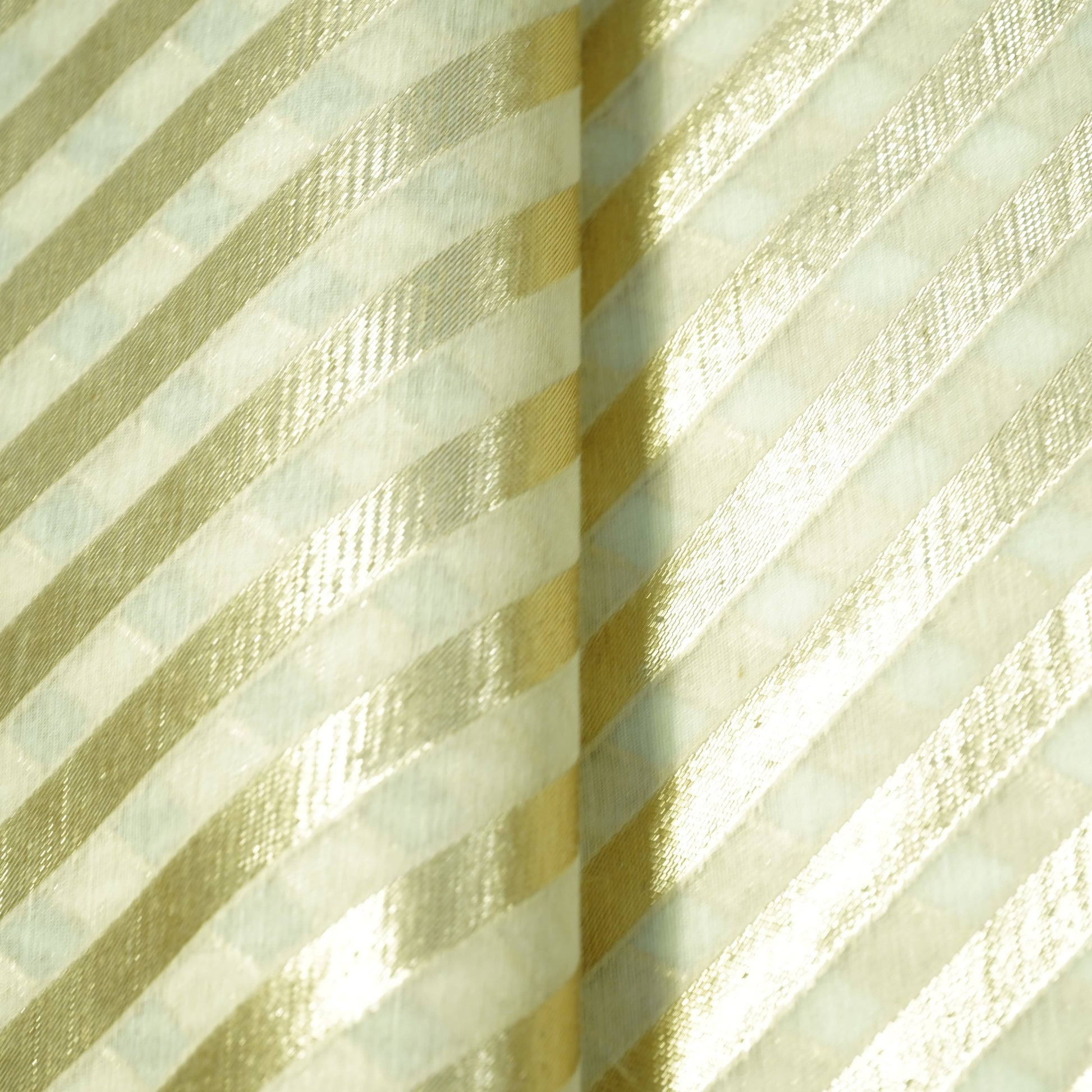 Off White Stripes Dyeable Chanderi Fabric