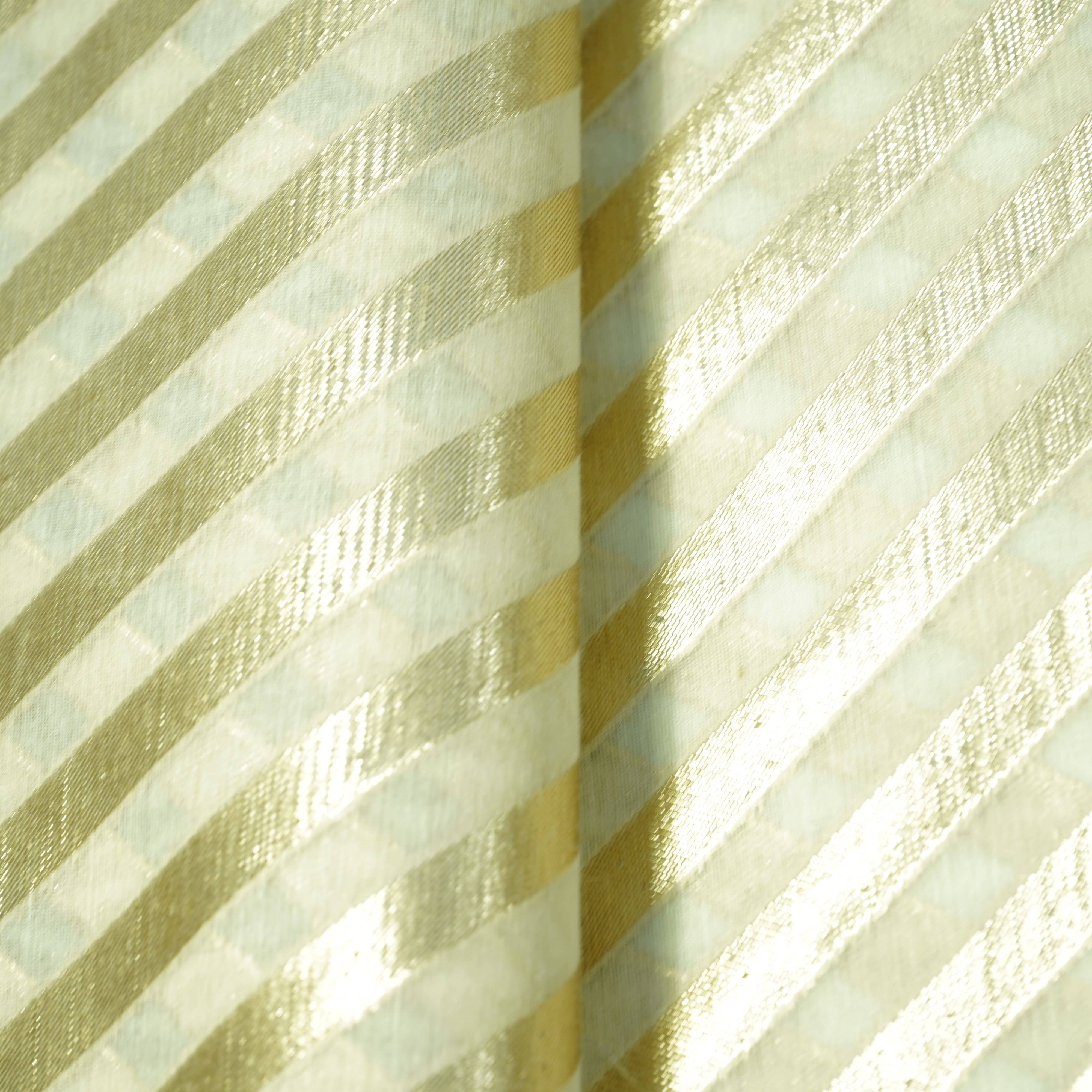 Off White Stripes Dyeable Chanderi Fabric