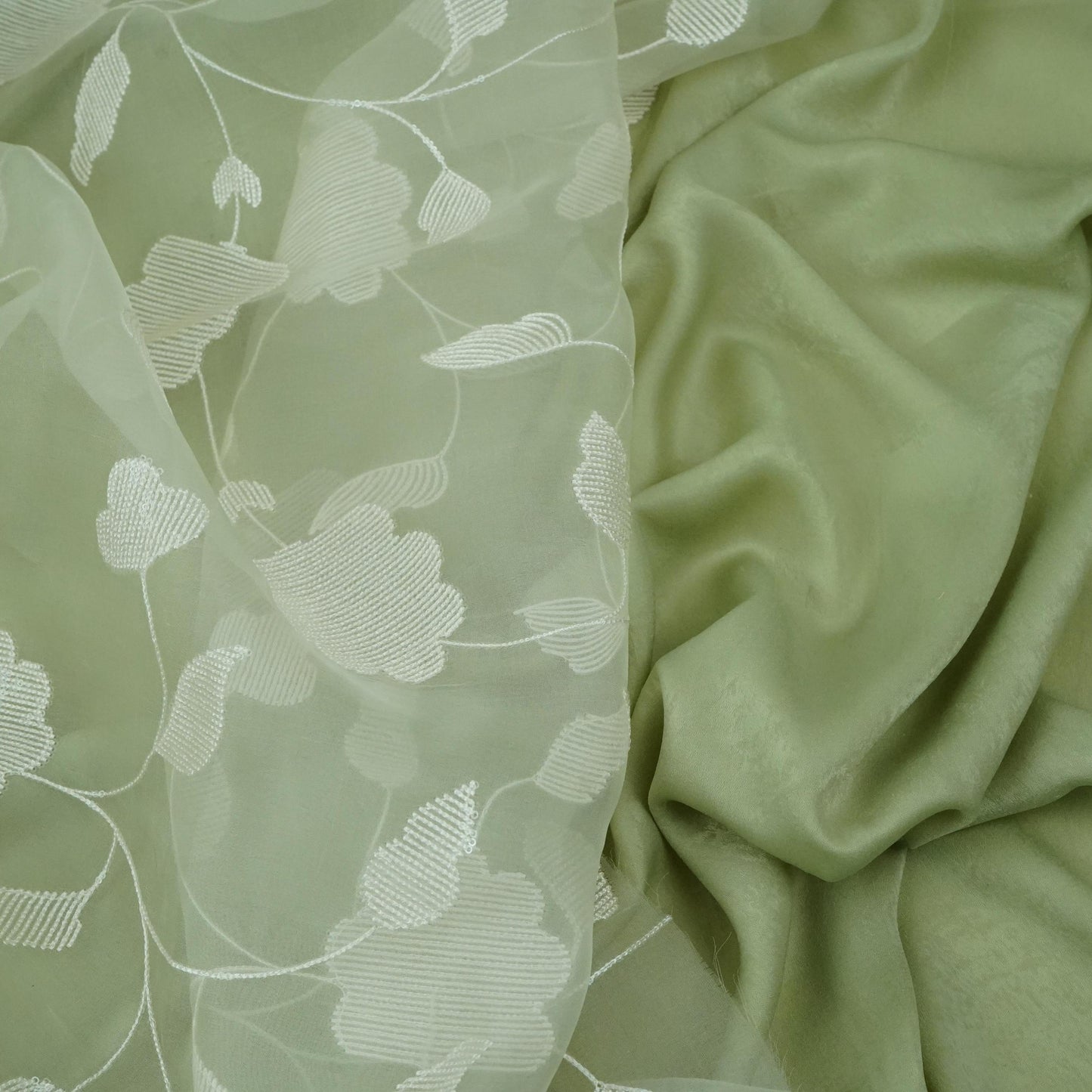 Grey Floral Jaal Embroidery 27 Gm Organza Fabric GPF-32691