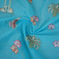 Sky Blue Temple Embroidery Chanderi Fabric DC-30566