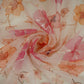 Peach Applique Work Organza Fabric SGS-32113