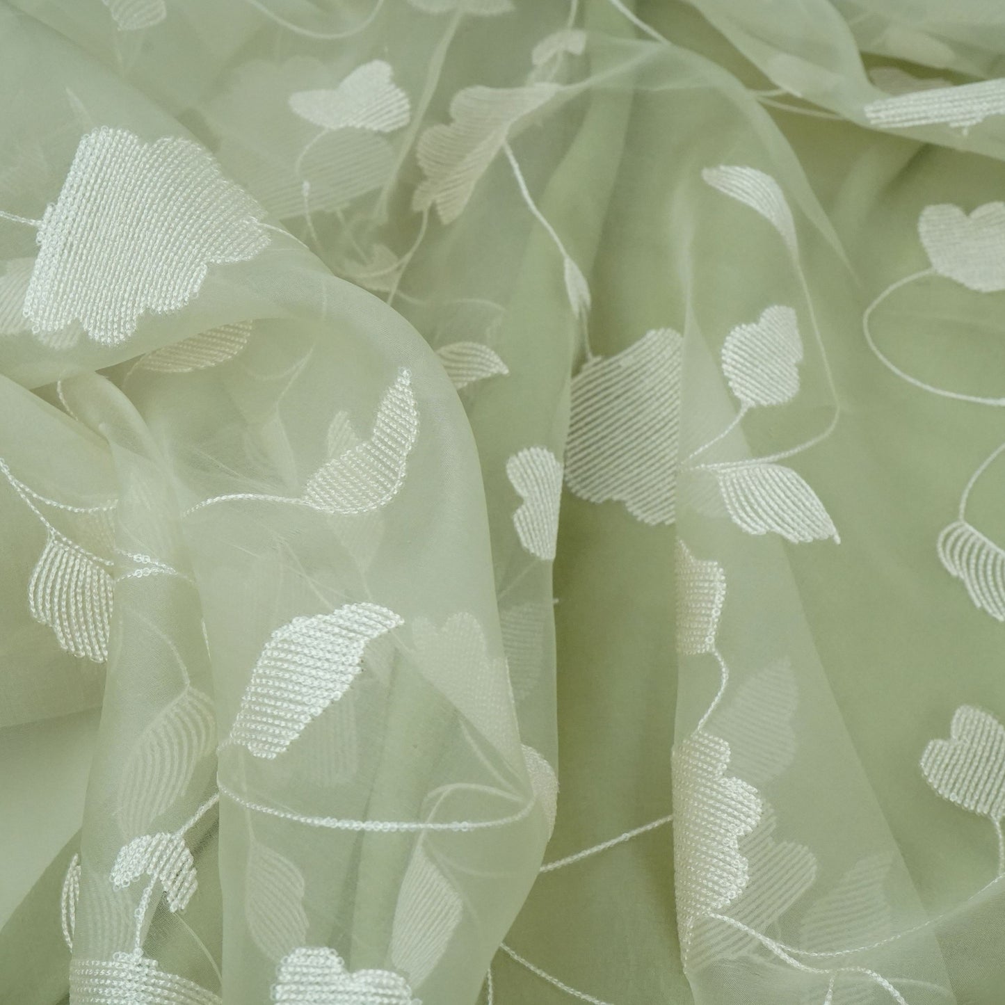 Grey Floral Jaal Embroidery 27 Gm Organza Fabric GPF-32691