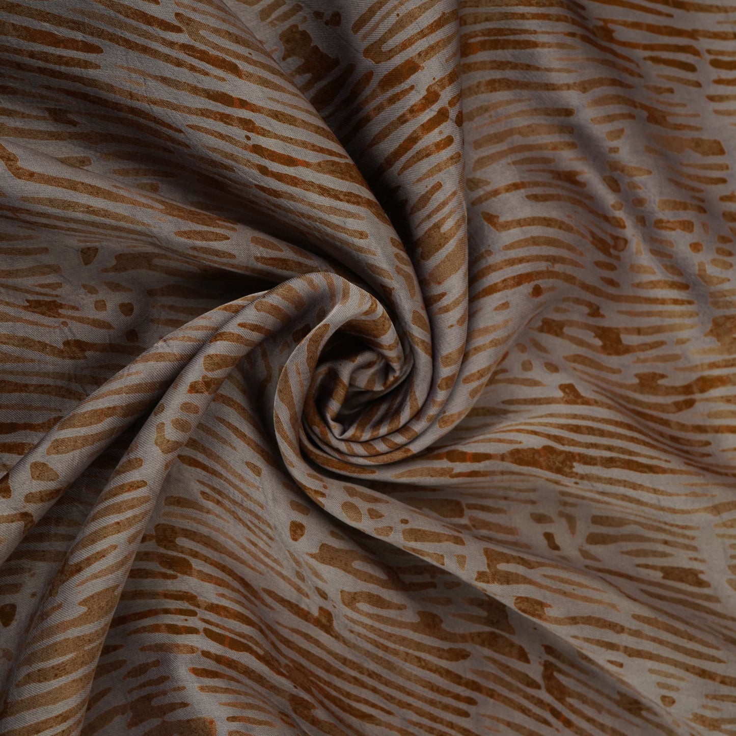 Dark Mustard Abstract Batik Print Modal Satin Fabric EEG-32470