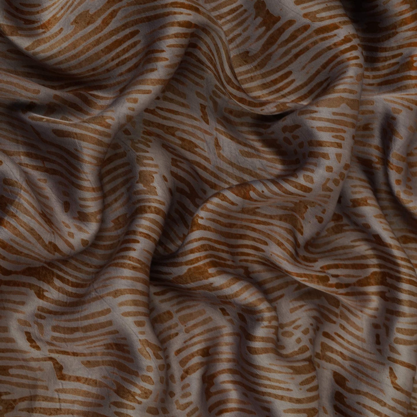 Dark Mustard Abstract Batik Print Modal Satin Fabric EEG-32470