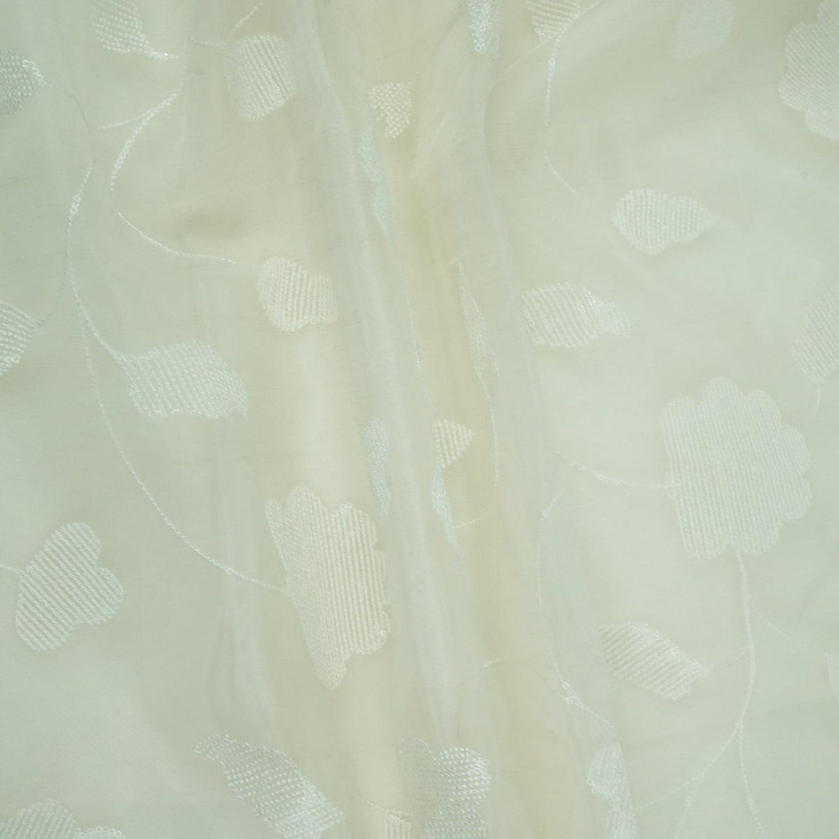 Off White Floral Jaal Embroidery 27 Gm Organza Fabric GPF-32690 – image 3 of 5